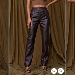 12th Tribe Riley Brown Vegan Leather Pants